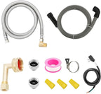 Solimeta Universal Dishwasher Installation Kit – 6ft Stainless Steel Inlet Hose + 6ft Drain Hose with Power Cord & Accessories