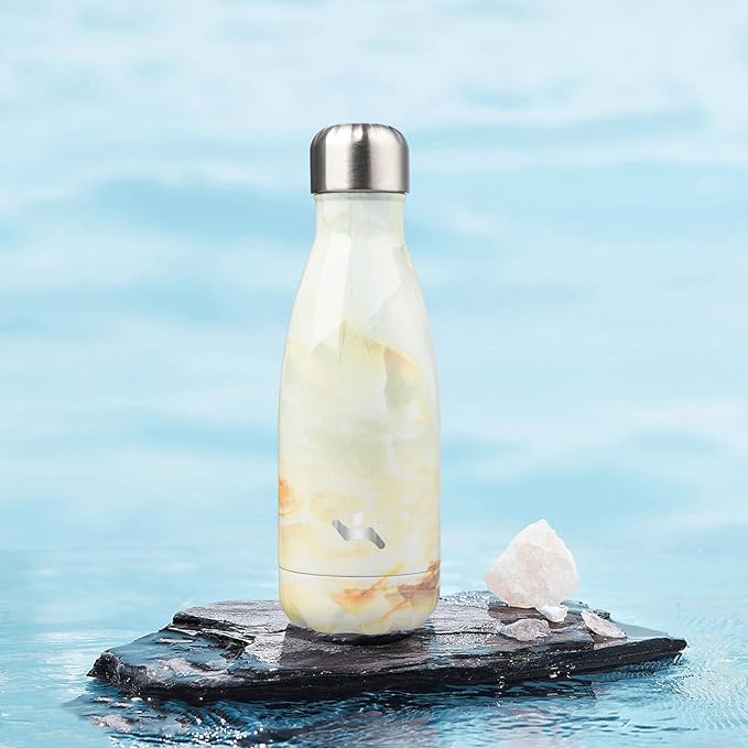 Insulated Water Bottles,12 oz Double Wall Stainless Steel Vacumm Metal Flask for Sports Travel,Marble Jade