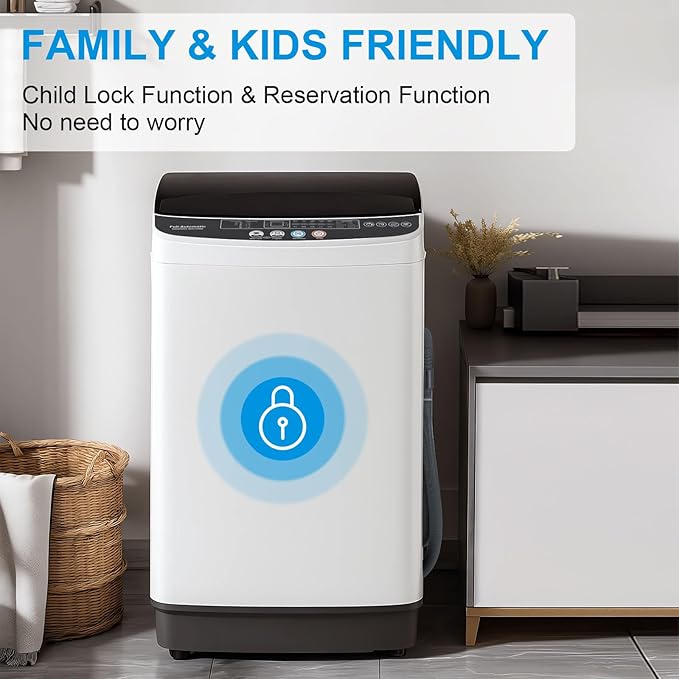 17Lbs Portable Washing Machine with10 Washing Programs, 2.2 Cu. Ft. Full Automatic Washer and Spinner Combo, Compact Laundry Washer Spinner for Apartment RV Dorm (2.2Cu. Ft)