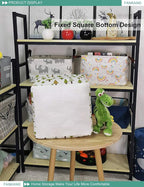 FANKANG Square Nursery Hamper Storage Bins Canvas Laundry Basket Foldable with Waterproof PE Coating Large Storage Baskets Gift Baskets for Children Office Bedroom ClothesToys (SquareGreen forest)