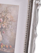 8x10 Vintage Picture Frame with Embossed Flower Design, Silver Ornate Frame for 8x10 or 5x7 Pictures with White Mat, Hand-Crafted Resin Antique Frames for Tabletop & Wall Hanging, Home Decor (Silver)
