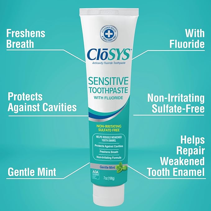 CloSYS Fluoride Toothpaste, 7 Ounce (Pack of 2) Gentle Mint, Whitening, Enamel Protection, Sulfate Free