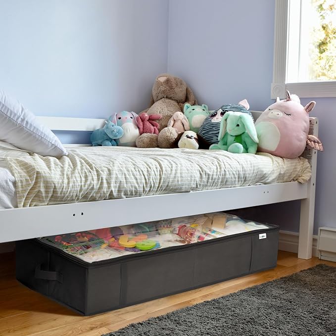 Closet Organizers and Storage - Maximize Space with Under Bed Storage Containers & Clothes Storage - Ideal Closet Organizer, Toy Storage Organizer & Underbed Storage (Black, 2 Pack)