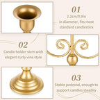 Sziqiqi Gold Taper Candle Holder for Centerpiece - 3-Candle Candlesticks Holder for Wedding Table Centerpieces Metal Candle Stick Holders Fireplace Mantle Decor