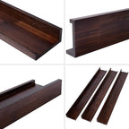 AZSKY Floating Shelves Deep Walnut for Wall Long Picture Ledge Shelf 48 Inch Beige Photo Ledge Shelves with Lip Wall Bookshelf for Kids Bedroom Living Room Bathroom Kitchen Wooden Spice Rack Set of 3