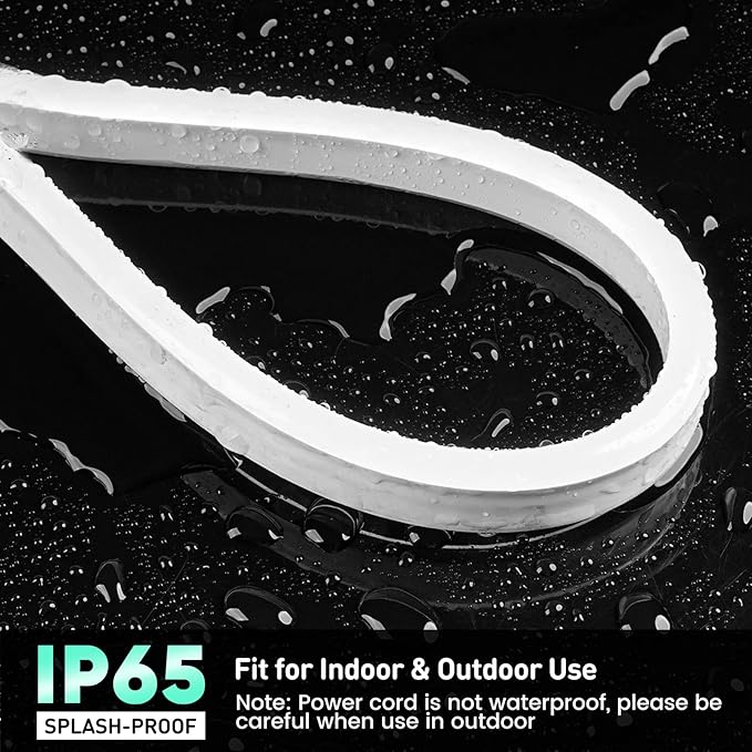 GZBtech Flexible LED Neon Rope Lights 66FT,AC 110-120V Waterproof Strip Light, 120 LEDs/M Cuttable Connectable Neon Lighting for Indoor Outdoor Home Decor/Commercial Building Use-Cold White 20M