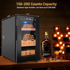 Electric Cigar Humidor, 25L 200 Counts Large Capacity,Thermostatic Electric Cooler Cabinet with Digital LED Screen, Safety Lock,Smart Humidity & Temp Control, Gifts for Men