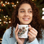 Customized Name Coffee Cup, Custom Steampunk Floral Design Cup, Personalized Flower Lover Ceramic Cup 11oz, White Mug Gift For Floral Enthusiasts, Steampunk Flower Cup For Birthday