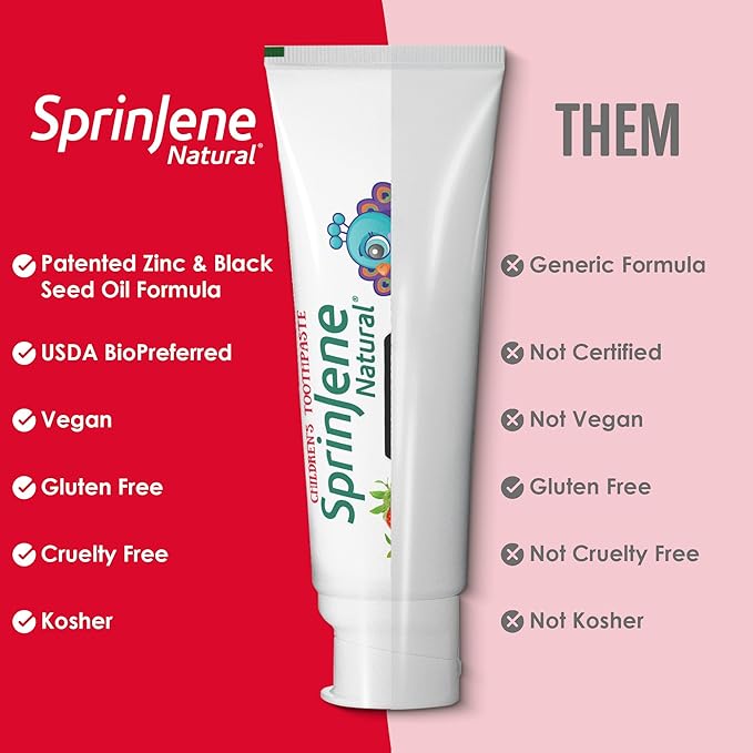 SprinJene Natural Kids Toothpaste, Strawberry | Natural Children’s Toothpaste | Fluoride Free Toothpaste for Toddlers | 4 Pack