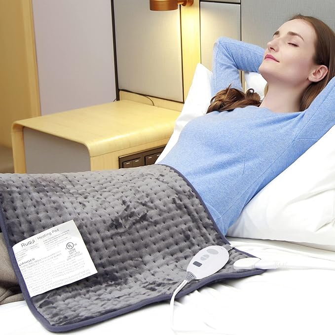 Ruqiji 17''x33'' XXXL King Size Heating Pad with 120 Minutes Auto Shut Off&6 Temperature Settings, Flannel Electric Heating Pad/Pain Relief for Back/Neck/Shoulders/Menstrual Pain/Leg Cramp (Dark Gray)