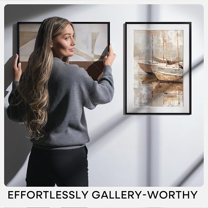 Homeforia 15x15 Picture Frame Black, High End Metal 15 x 15 Square Poster Frames with Mat 11 x 11 Photo, 15x15 Black Frame Matted to 11x11 Print, 15by15 Thin Frames, Tempered Glass, Wall Kit, Set of 1