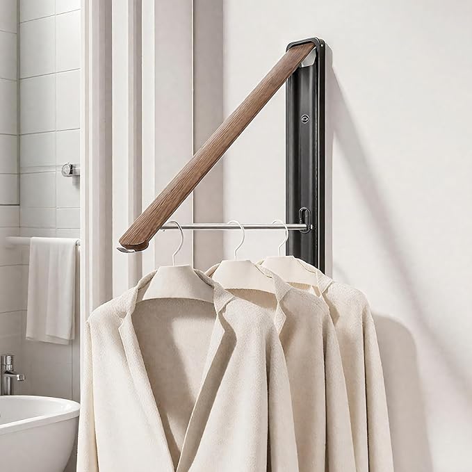 Wall Mounted Drying Rack - Retractable & Foldable Clothes Drying Rack Wall Mounted for Laundry Room Organization | Laundry Room Hanging Rack for Dorm, Closet, Balcony & Indoor/Outdoor Use 2 Packs