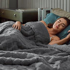 Pawque Super Soft Cozy Throw Blanket for Couch Sofa Bed - Fluffy Sherpa Fleece Reversible Thick Warm Fuzzy Blanket for All-Season, 3D Checkered Jacquard Elegant Decorative Blankets, Grey, 50" x 60"