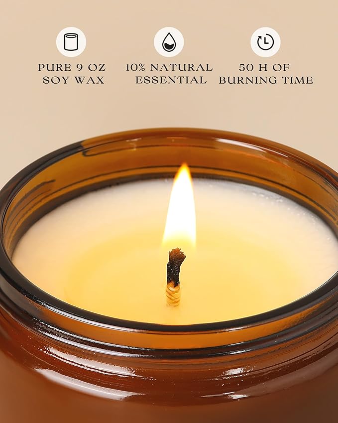 AOOVOO Hello Fall Candles - 9 oz Scented Candles, Aromatherapy Candle, Soy Candle for Home Scented