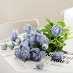 Artificial Silk Flowers Ranunculus Fake Flower 5 Pcs,Suitable for core Decoration,Wedding Floral Creation,Flower Arrangement DIY Project,Interior Decor（Blue）