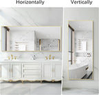 30x72inch Bathroom Mirror, Gold Rectangle Mirror with Thin Metal Frame, Large Rectangular Wall Mirrors for Bathroom, Living Roomm, Hair Salon, Big Farmehouse Mirror Hang Horizontal/Vertical