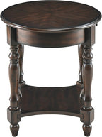 MODERION Oval End Table with Drawer, Solid Wood Sofa Side Table with Storage Shelf, Traditional Living Room Corner Table, Nightstand, Easy Assembly 28” x 22” x 24” Retro Walnut CJZ2233DC