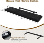 30 Inch Floating Shelves, Rustic Floating Wall Shelves 8 Inch Deep, 30 x 8 Floating Shelves for Home Decor, Deep Display & Storage Shelves for Kitchen, Bathroom, Living Room, Black Color, Set of 2