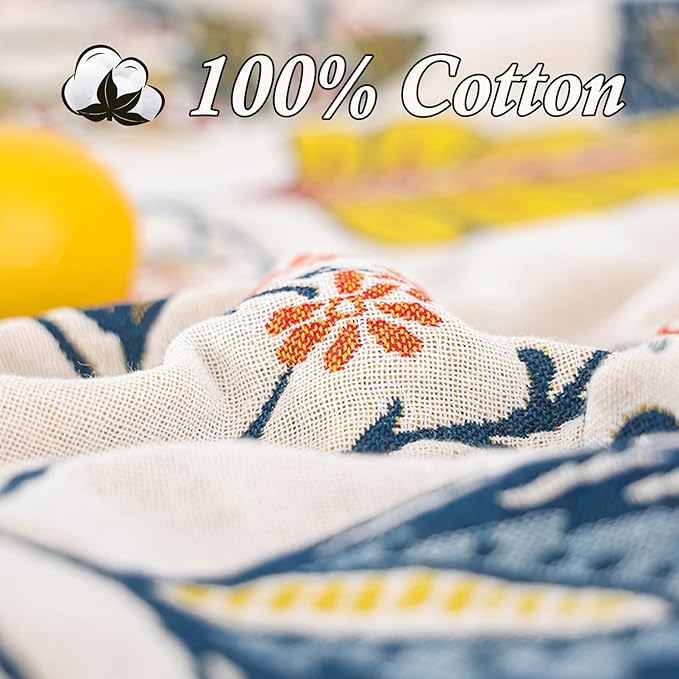 Snycler Boho Throw Blanket for Bed, 100% Organic Cotton Muslin Soft Throw-Floral Farmhouse Rustic Spring Summer Fall Decor Blanket for Couch Sofa Quilt and Gift, 80" x 90" White