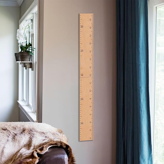 Wooden Growth Chart for Wall - Size Height Chart for Kids, Growth Measuring Board and Kids Height Wall Chart, Growth Chart for Kids, Height Chart for Wall - Natural (63"x6.7")
