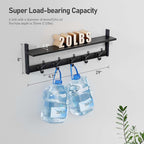 Tatub 29" Rustic Coat Rack Wall Mount with Shelf, Entryway Wall Hooks with Shelf, Coat Hangers for Bathroom, Living Room, Bedroom, Black