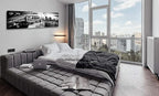 DJSYLIFE New York Skyline Wall Art - Brooklyn Bridge Night View - Black and White Nyc City Pictures Scape Artwork Painting Decoration for Bedroom or Office, Ready to Hang 13.8"x47.3"-New York1