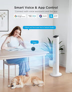 GoveeLife White Tower Fan for Bedroom, 36" Smart Floor Fan with App/Voice Control, Temperature Sensor, 5 Modes 8 Speeds(25ft/s), 29dB Quiet Oscillating Fan for Office, 24H Timer, Auto Cooling