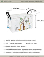 Rectangular Folding Laundry Basket,waterproof Canvas Basket,gift basket,Suitable for children's room,Office,Clothes,Toys Storage(Tree Animals)