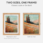 Homeforia 6x8 Picture Frame Natural Wood, High End Oak 6x8 Light Wooden Frames with Mat 5x7 for Photo, 6 x 8 Frame Matted to 5 x 7 Print, 8x6 Wall or Tabletop Frame, Tempered Glass, Wall Kit, Set of 1