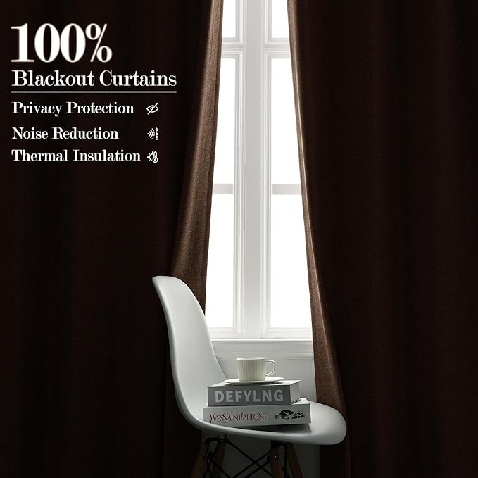 100% Blackout Linen Textured Drapes for Bedroom Pinch Pleated Curtains for Track System Portable Drapery for Sliding Glass Door/Storage/Space Room Divider, 70" Wx102 L, 1 PC, Taupe
