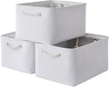 TheWarmHome Storage Basket for Gifts Empty - Large 3 Pack 15.7x11.8x8.2 inch Storage Basket for Organizing with Handles, Canves Storage Bins for Organizer Closet Toy Cubes Gift (White)