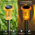 DenicMic Halloween Solar Lights Outdoor 10 Pack Orange LED Waterproof Yard Garden Patio Backyard Pathway Walkway Landscape Lawn Outside Fall Decorations Outdoor