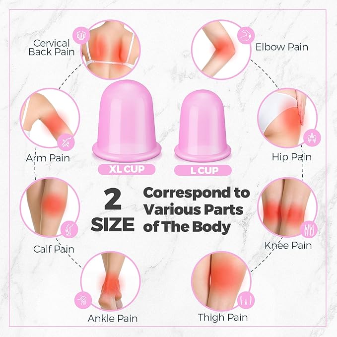 TrelaCo 12 Pcs 2 Size Cupping Therapy Set Silicone Anti Cellulite Cupping Kit for Massage Therapy Cupping Therapy Set Vacuum Suction Cup for Arthritis Relief, Pain Reduction Adults Home Use (Purple)