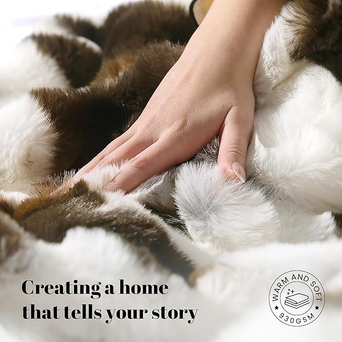 Cow Print Faux Fur Throw Blanket for Couch, Soft & Plush Fuzzy Blanket for Sofa, Bedroom, Living Room, Super Soft Warm for Adults Kids Girl Gifts Bedroom Couch Sofa Travel,60x80 Inches Black Brown