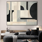 SIGNWIN 60"x72" Extra Large Framed Wall Art Modern Neutral Abstract Geometric in Black and Beige, Clean Minimalist Design for Home Living Room Bedroom Decor (Frame Assembly Required)