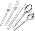 KINGSTONE 60 Piece Hammered Silverware Set, 18/10 Stainless Steel Flatware Set for 12, Cutlery Set for Home, Party, Wedding, Mirror Polished Dishwasher Safe