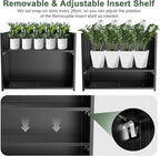 Tall Metal Cube Planter for Outdoor Plants 36" L x 12" W x 26" H, Heavy Duty Steel Large Planter Box with Removable Insert Shelf, Modern Décor for Tall Plants, Trees, Flowers (Black)