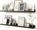 Fun Memories Picture Ledge Shelves Set of 2, 36 Inch Rustic Wall Mounted Floating Shelves with Lip for Home Storage and Décor in Bathroom, Kitchen, Nursery, Bedroom, Living Room, Black