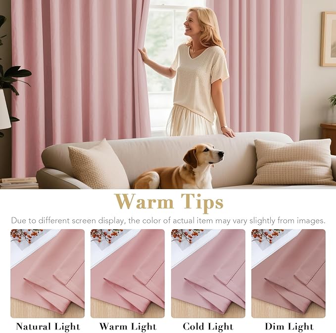 H.VERSAILTEX Ultra Soft Microfiber Thermal Insulated Antique Copper Grommet Blackout Curtains/Window Treatment Draperies 52 by 72 - Inch for Living Room/Bedroom, Set of 2 - Baby Pink