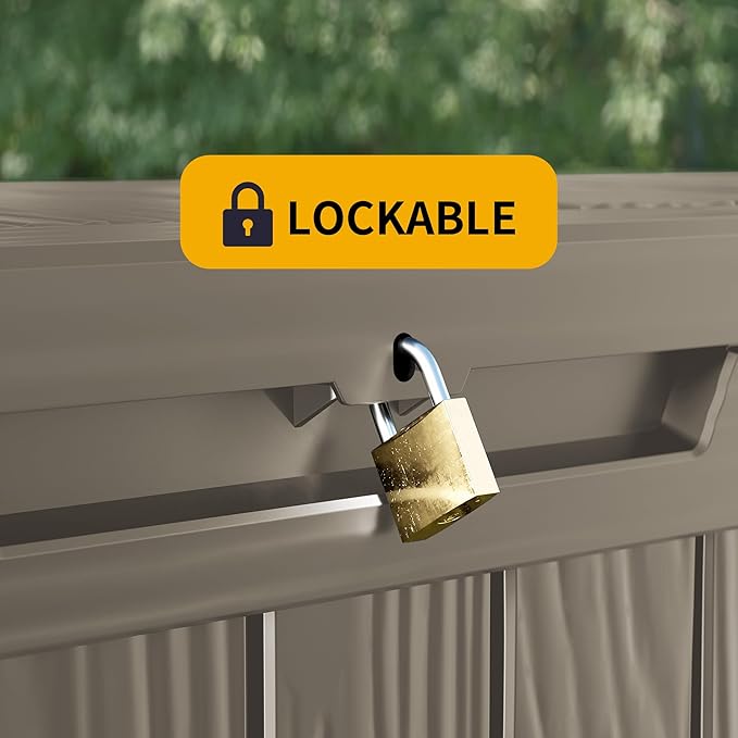 270 Gallon Outdoor Storage Box Patio Deck Box Waterproof, Resin Lockable Outside Large Storage Bin for Pool Cushion Furniture, Garden Tools UV-Resistant, Grey