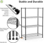1000 lbs Storage Shelving Steel Heavy Duty 4-Tier Utility Shelving Unit Steel Organizer Wire Rack for Home,Kitchen,Office,Black (13.7" D x 23.6" W x 53.4" H)