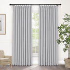 Macochico Pinch Pleated Blackout Curtains 102 Inches Long 100% Light Blocking Silver Grey Linen Drapes for Bedroom Living Room Farmhouse Shabby Chic Burlap Curtains with Tieback 72”Wx102”L 1 Panel