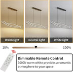Pendant Light, Linear Pendant Light LED Dimmable Hanging Light Fixture, LED Modern Curved Chandelier, Chandeliers for Dining Room