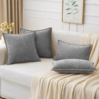 MIULEE Pack of 2 Couch Throw Pillow Covers 20x20 Inch Dark Gray Farmhouse Decorative Pillow Covers with Stitched Edge Soft Chenille Solid Dyed Spring Pillow Covers for Sofa Bed Living Room