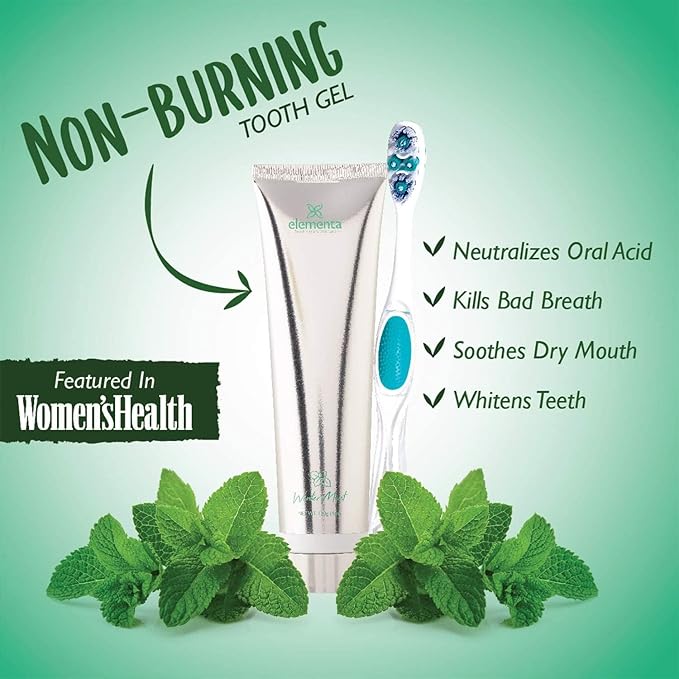 Elementa Silver Non-Foaming Toothpaste Wintermint Flavor | 5 in 1 Teeth Whitening Gel 4 Fl oz | Dentist Formulated All Natural | Professional Whitening Gel | Fluoride Free | Fresh Breath
