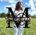 Custom Metal Last Name Monogram Sign – Personalized Wedding, Housewarming, or Outdoor Wall Decor