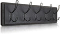 HBCY Creations Black Rustic Coat Rack Wall Mount with 5 Hooks, Solid Pine Wood 24 inch Wall Hooks for Entryway, Mudroom, Hallway, Bathroom - Vintage Farmhouse Style Wall Mounted Towel Rack