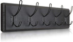 HBCY Creations Black Rustic Coat Rack Wall Mount with 5 Hooks, Solid Pine Wood 24 inch Wall Hooks for Entryway, Mudroom, Hallway, Bathroom - Vintage Farmhouse Style Wall Mounted Towel Rack