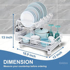 GAXmi Dish Drying Rack Over The Sink Drainer with Drainboard Utensil Holder Cup Holder, 2-Tier White