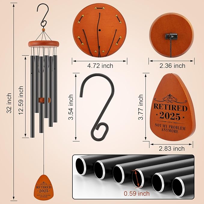 Retirement Gift for Woman Men Coworker Teacher Nurses Friends Mom Dad Grandma Grandpa Retirees, Coworkers Farewell Going Away Gift, 32" Wind Chimes Retirement Decorations